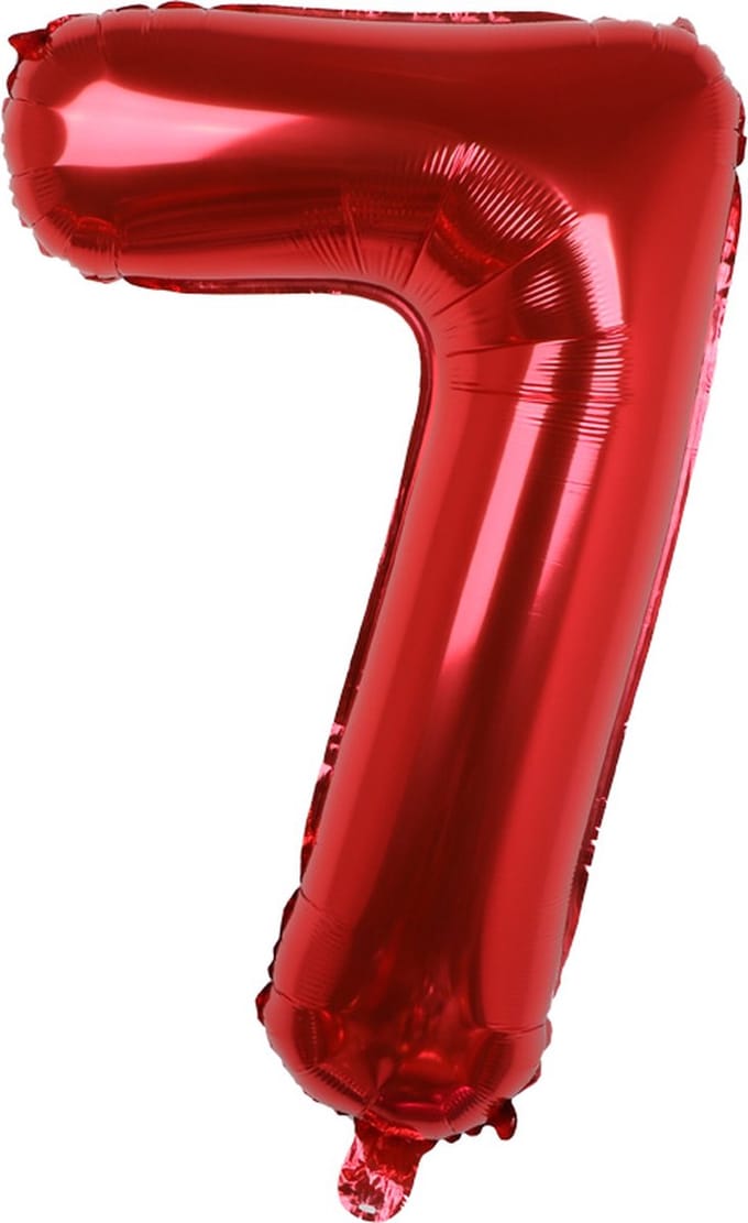 Folieballon / Cijferballon Rood XL - getal 7 - 82cm