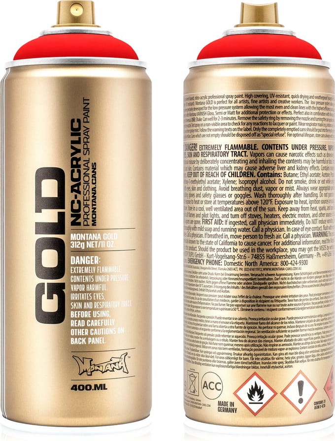 Montana GOLD Fluor Verf VUURROOD spuitbus 400ml