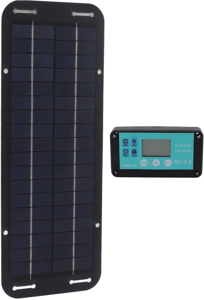 Zonnepaneel Kit - Zonnecel Oplader - Accu Onderhoud - Waterdichte MPPT Controller - 20W Vermogen - Zwart