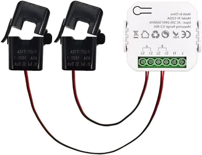 Slimme Energiemeter - Stroommeter App - Energie Verbruik - Bidirectioneel Meten - 80A Transformator - Wit