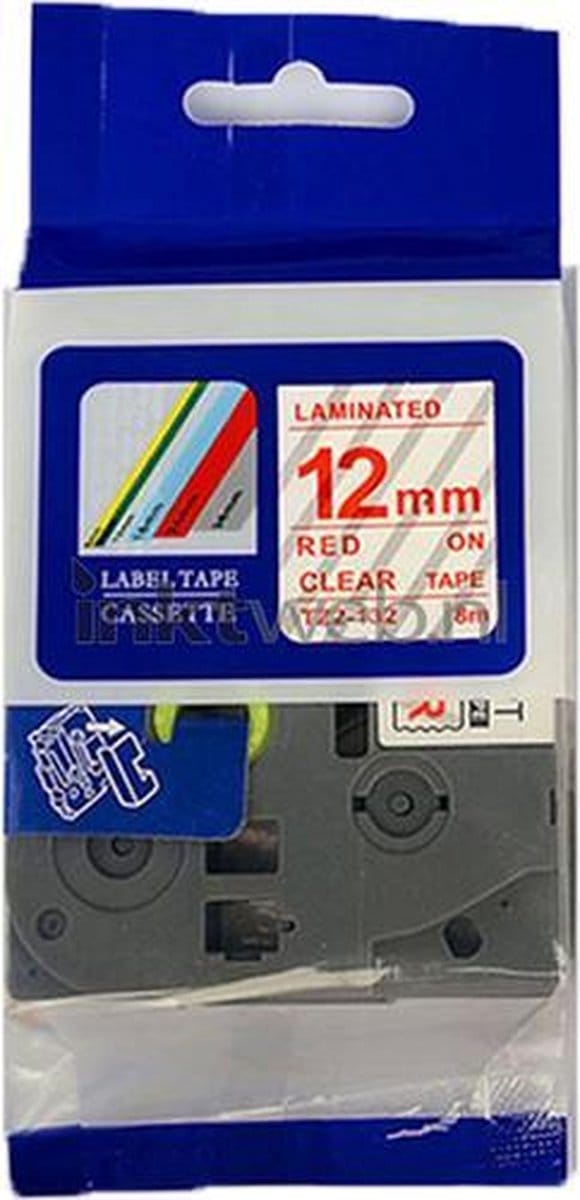 FLWR - Lettertape / TZE-132 / Rood - Geschikt voor Brother