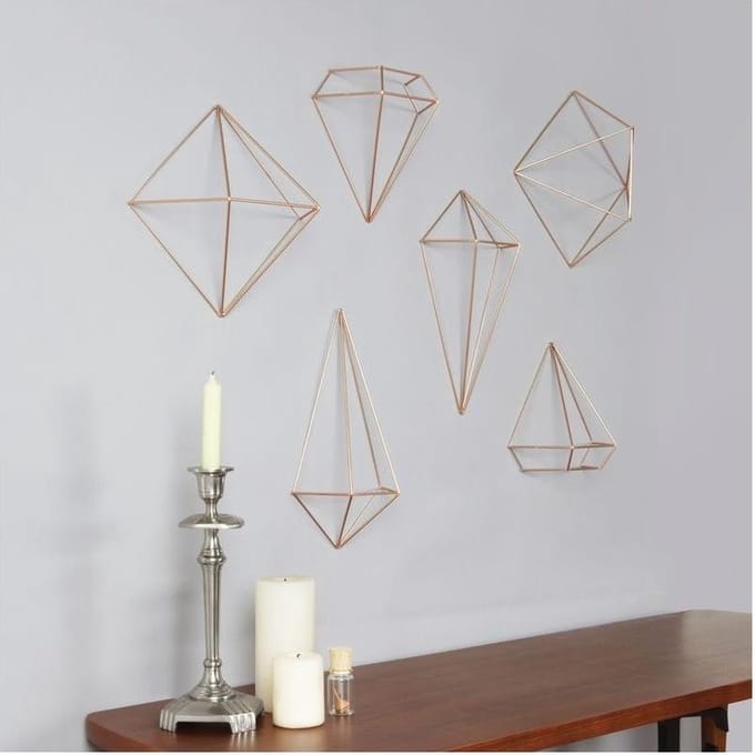 Umbra set van 6 wanddecoraties Prisma metaal - Kleur - Koper