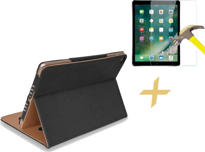 Hoes + Screenprotector geschikt voor iPad 2017 / 2018 9.7 Inch - Hoes Luxe Book Case