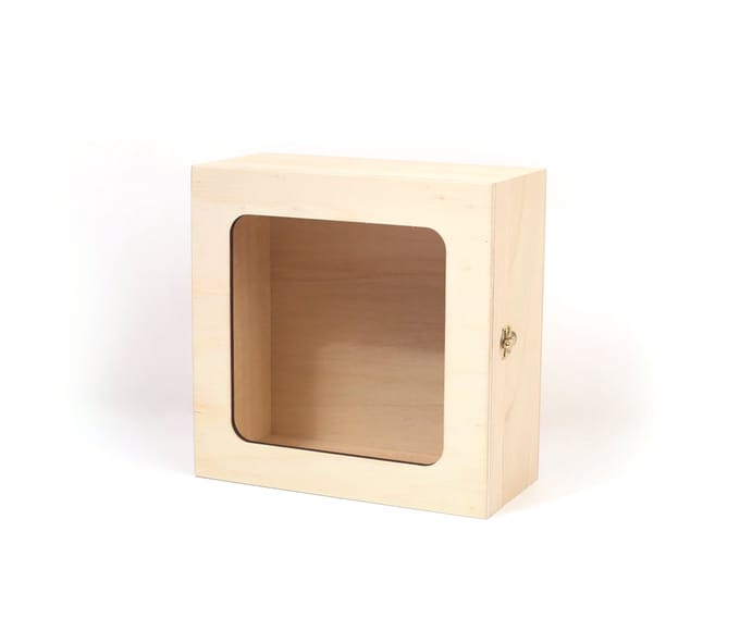 Graine Creative houten vensterdoos decoratie 21x21x10 cm blank hout.