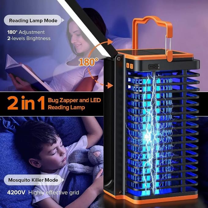 Zonne-muggenlamp voor tuin, buiteninsectenwerend middel, muggendodende lamp blue