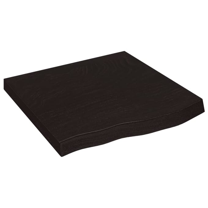 vidaXL - Wastafelblad - 60x60x(2-6) - cm - behandeld - massief - hout - donkerbruin