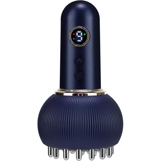 USB Oplaadbare Meridian Borstel Lichaam Schraap Massager Microstroom Vibratie Hete Kompres Lymfedrainage blauw