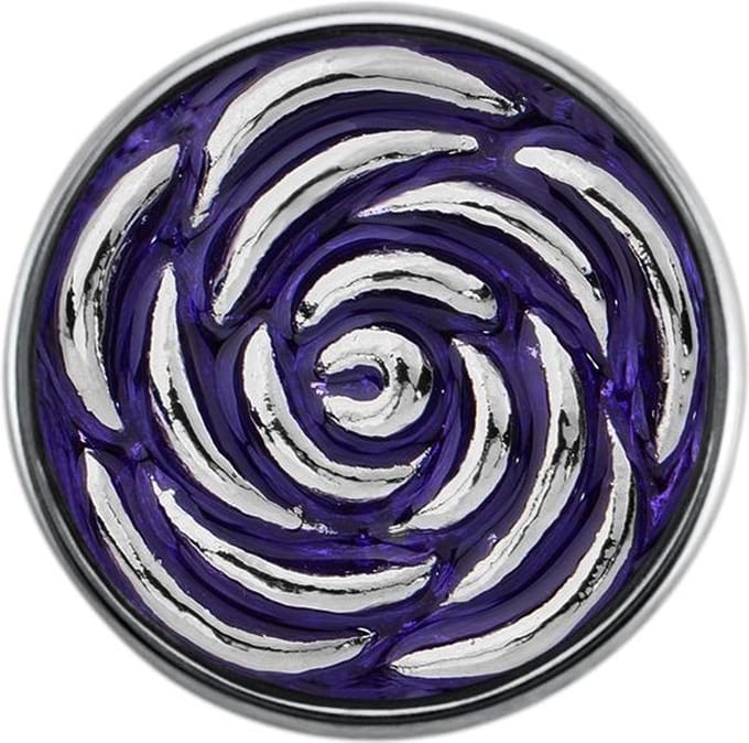 Quiges - Dames Click Button Drukknoop 18mm Bloem Roos Paars - EBCM337