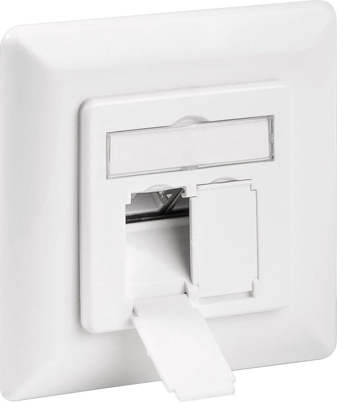 Goobay CAT 6 inbouwdoos, Signaalwit RAL 9003, 2x RJ45, afgeschermd, klemmenstrook voor IDC-montage zonder gereedschap
