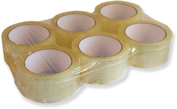 Verpakkingstape - PP Acryl - Transparant - 1 pakket met 6 rollen
