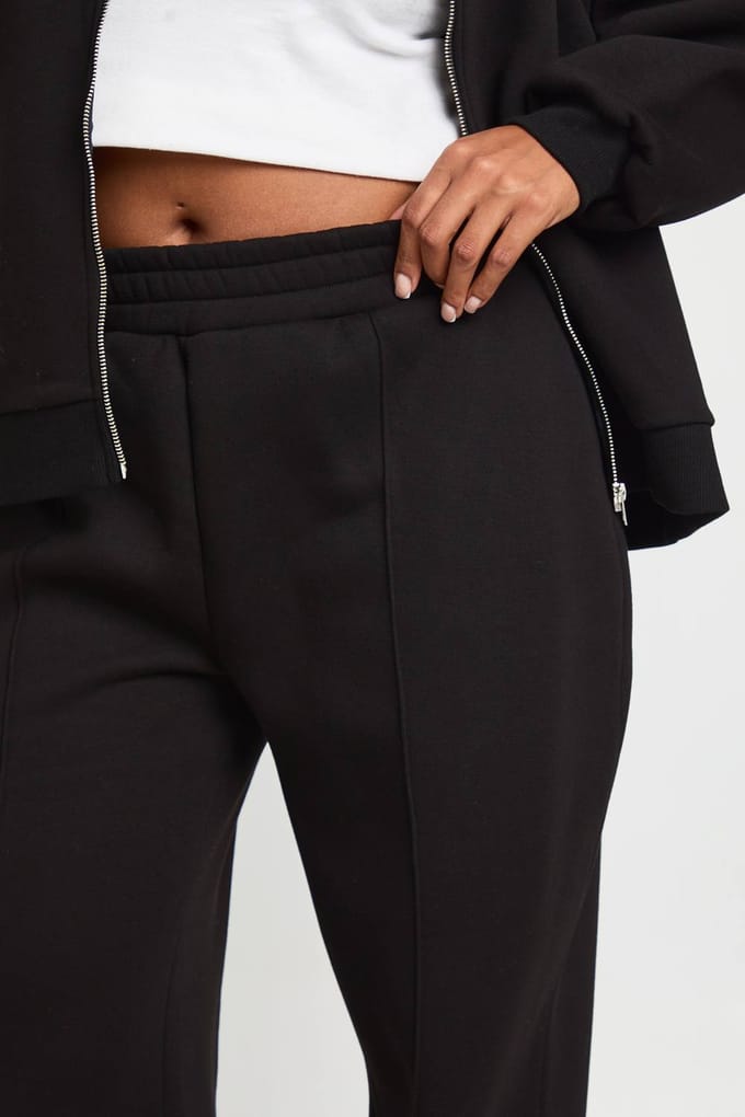 boohoo Dames Plus jogger met wijde pijpen | Black | Maat: 16