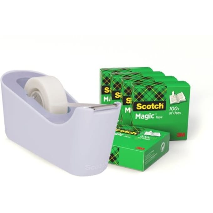Plakbandhouder Scotch C18 lavendel + 6 rollen magic tape 19mmx33m
