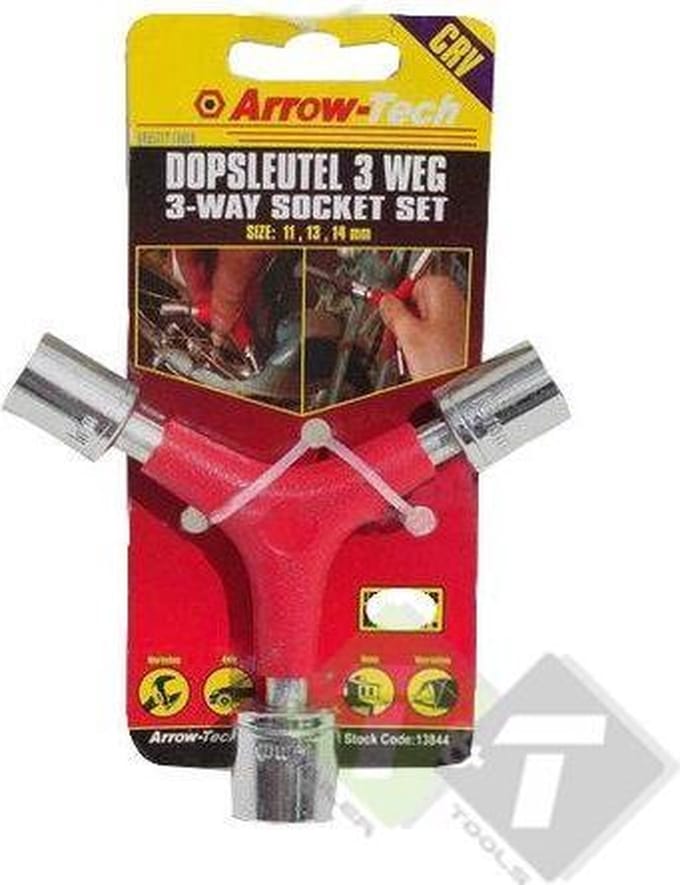Dopsleutel, 3 weg, 11, 13 en 14mm