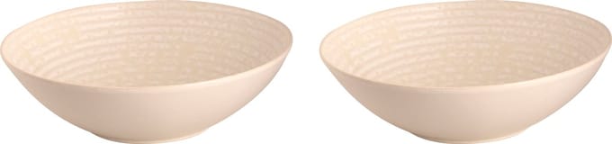 Palmer - Schaal - Kom - Ripple - 1,8 L - 24 cm - Gebroken wit - Stoneware - Bordenset - 2 stuks