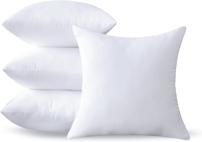 Kusseninzetstukken Set - Sierkussen Vulling - Decoratief Gebruik - Zachte Microvezel Vulling - 4 stuks 55x55 cm - Wit