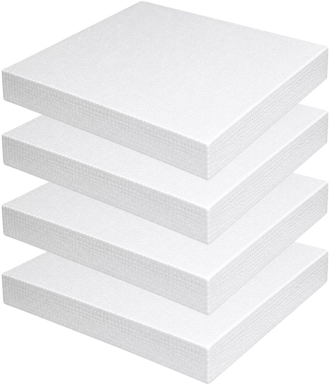 Piepschuim vormen - vierkant - 4x - 25 x 25 x 3 cm - styropor hobby / DIY vorm - basis knutselfiguren