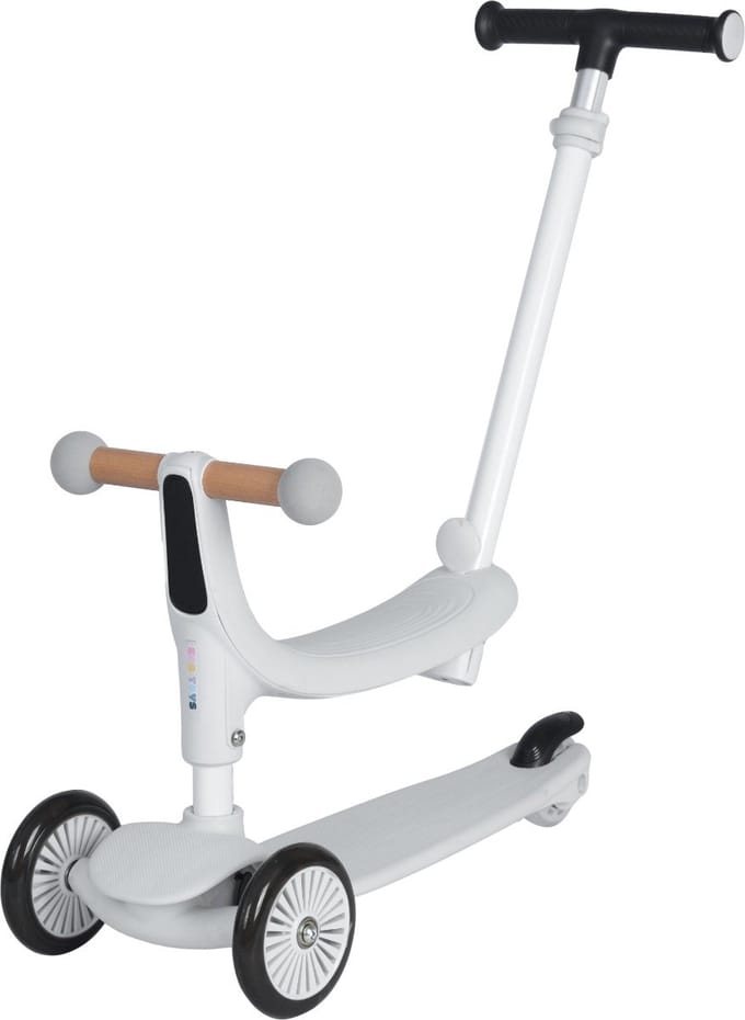 Eco Toys Flynn Wit/Zwart 2-in-1 Kinderstep met Duwstang