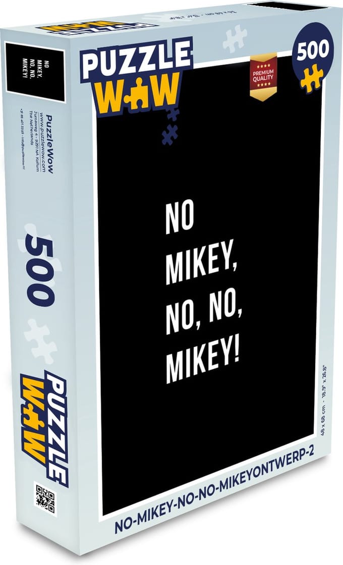 Puzzel Quotes - No Mikey, no, no, Mikey! - Zwart - Legpuzzel - Puzzel 500 stukjes