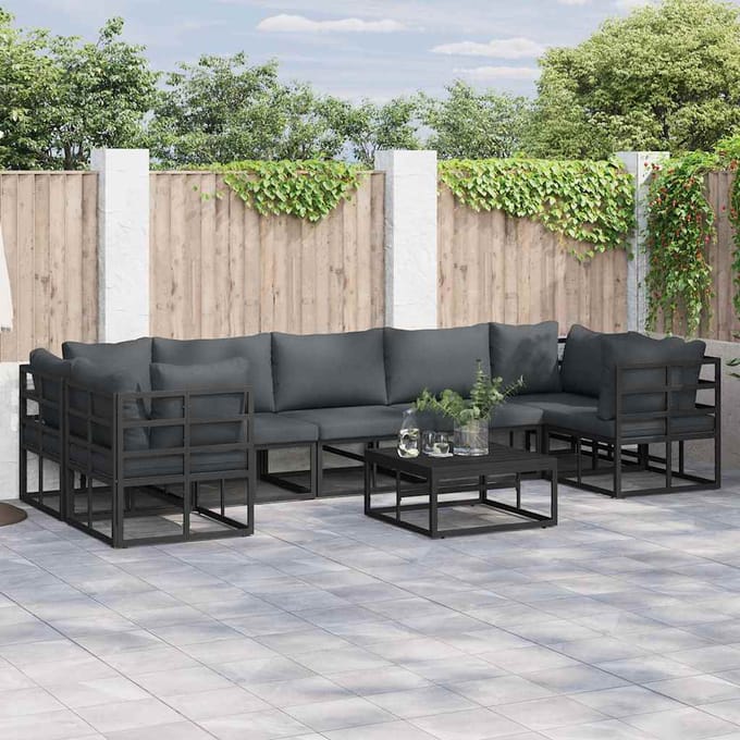 vidaXL - Tuinbank - Set - 7 - st - Zwart - Aluminium