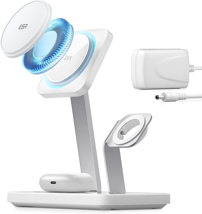 ESR HaloLock 3 in 1 Draadloze MagSafe Oplader 24W iPhone/AirPods/Watch