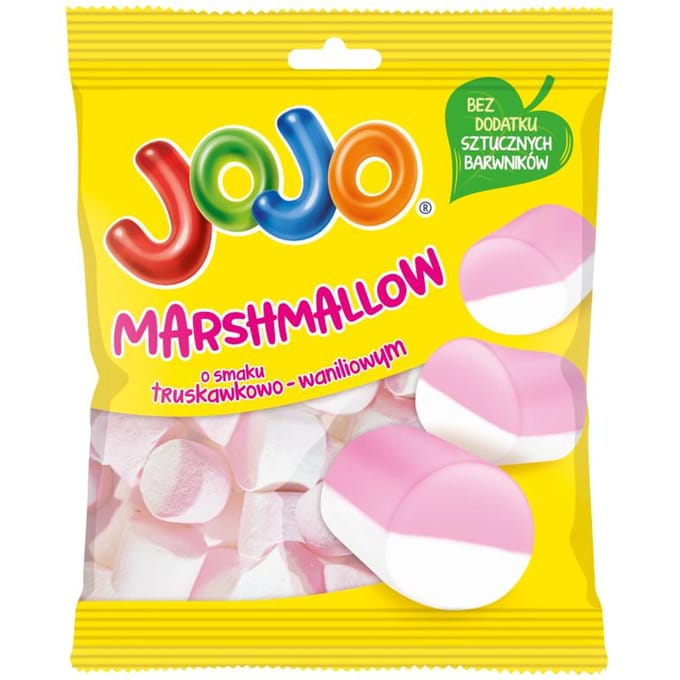 Jojo Marshmallows met aardbei- en vanillesmaak 86 g