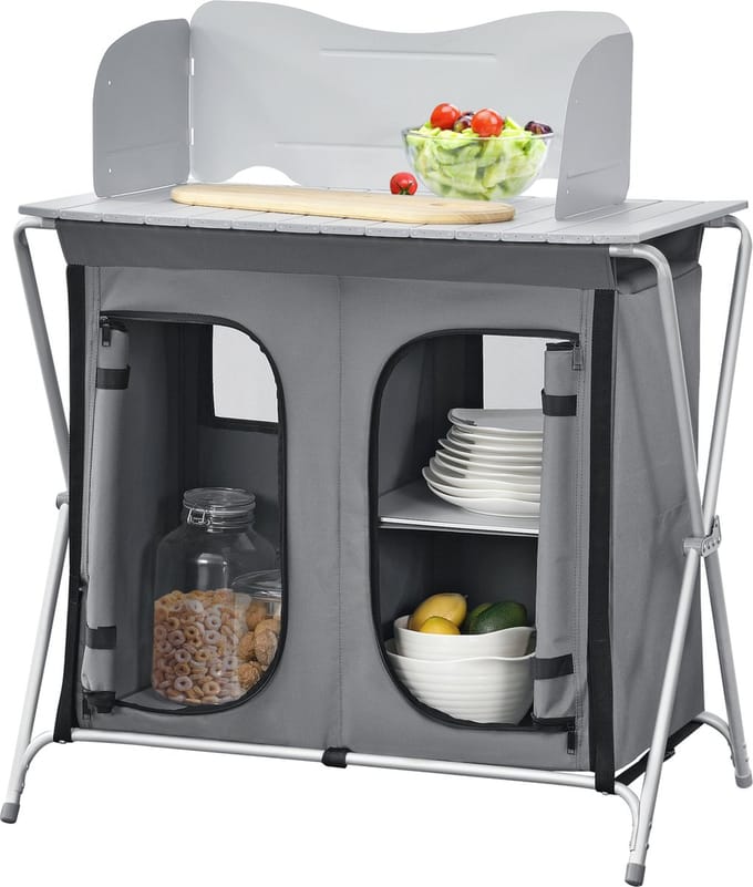 Campingkast opvouwbaar 104,5x80x50,5 cm donkergrijs