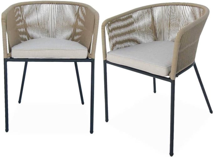 sweeek - Set van 2 tuinstoelen, santos, b56,5 x d59 x h79cm