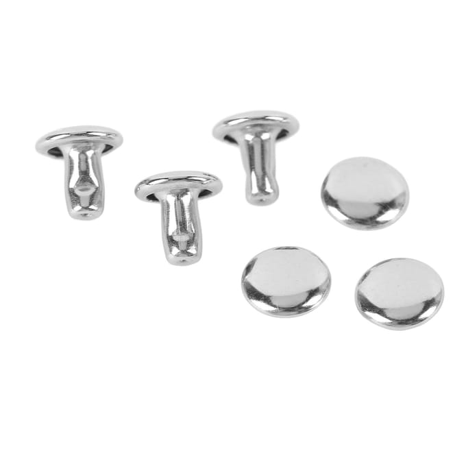 500 Sets Dubbelkopklinknagels 6x6mm RVS Klinknagels Studs voor Leerbewerking Kleding white