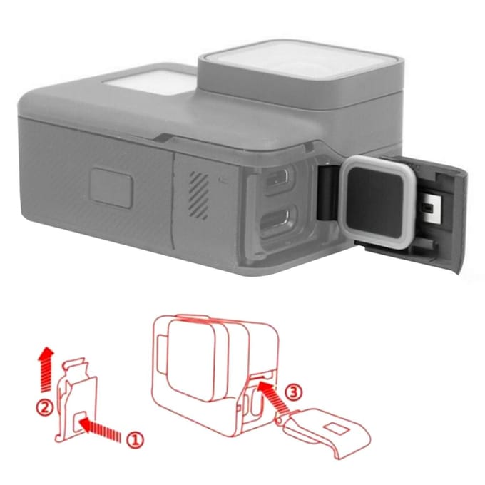 Waterdichte, stofdichte, beschermende USB-zijkap voor GoPro Hero5-camera-accessoire gray