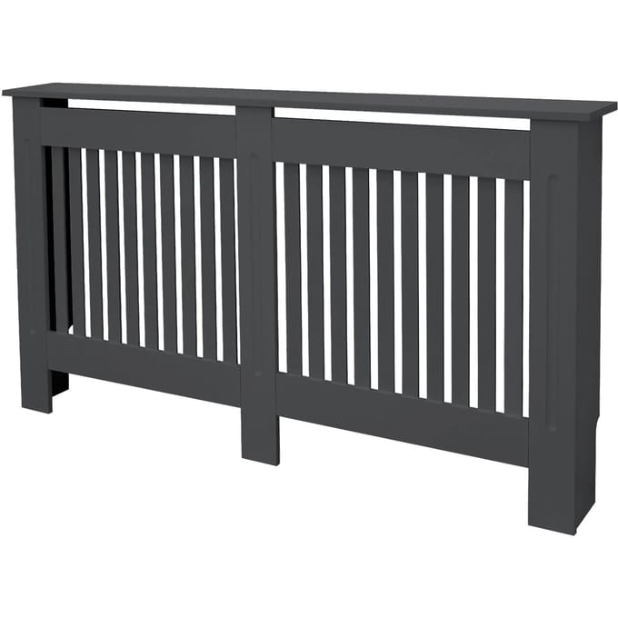 ECD Germany home style serie radiator hoes verwarming omkasting met landelijke stijl afmetingen 152x19x82 cm kleur antraciet vervaardigd uit gelakt MDF ideaal voor woonkamer en slaapkamerinterieur