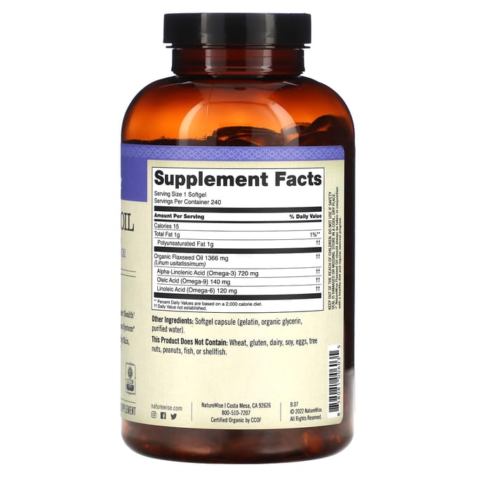Lijnzaadolie, 240 Softgels