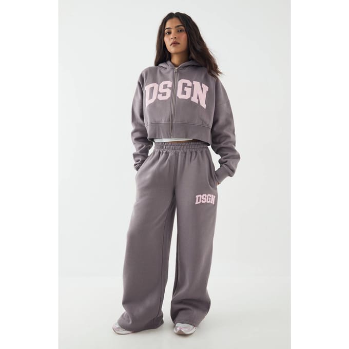 Dames DSGN Studio Cord Applique Rechte Pijp Jogger | Mauve | Maat: 3XL