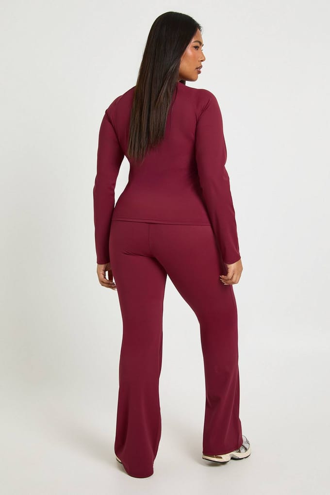boohoo Dames Plus superzachte hoge taille uitlopende legging | Bessen | Maat: 48