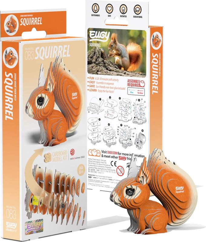 EUGY 3D Puzzel - Eekhoorn - Bosdieren - Duurzaam - Verzamel Ze Allemaal - 6 Jaar