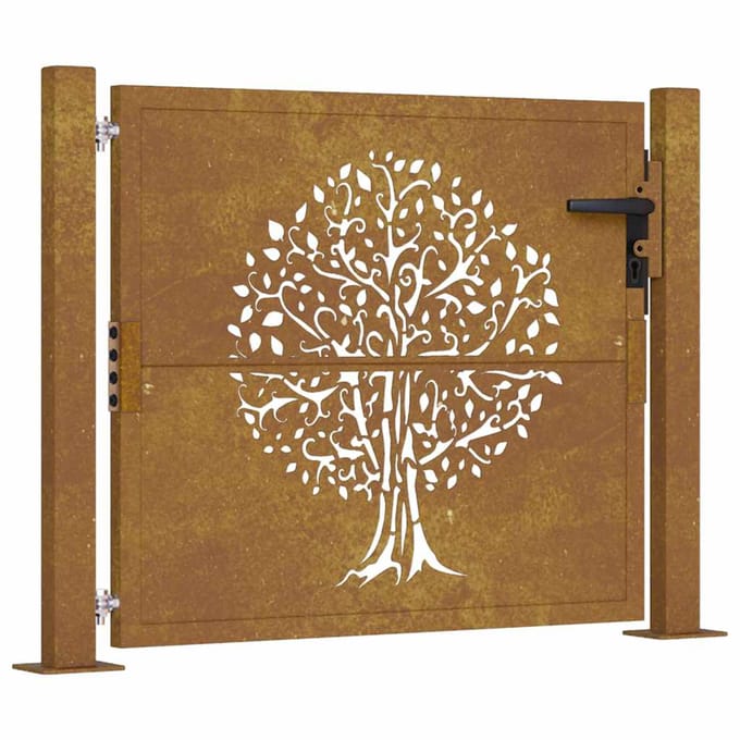 Portail de jardin 100x75 cm Acier Corten Design Arbre