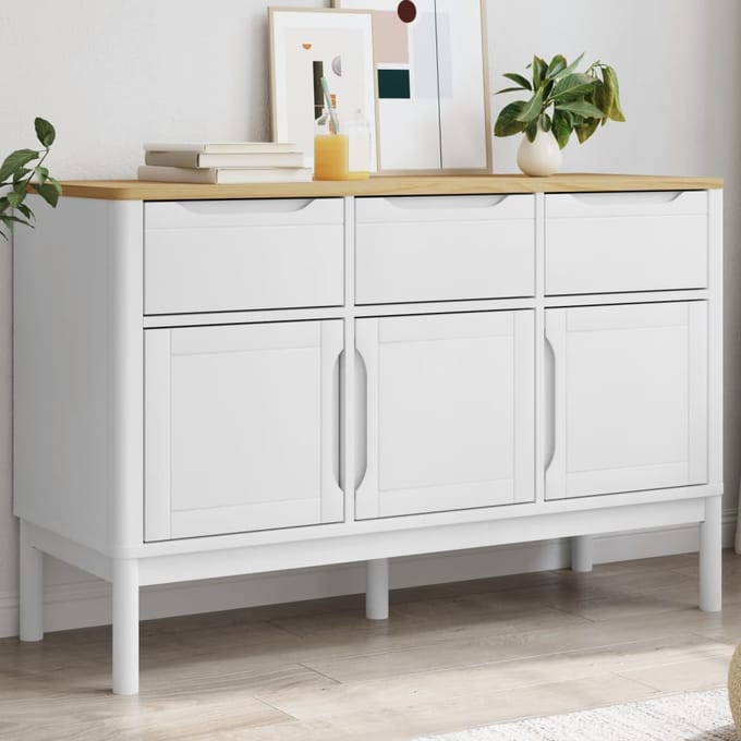 vidaXL - Dressoir - FLORO - 114x43x74 - cm - massief - grenenhout - wit