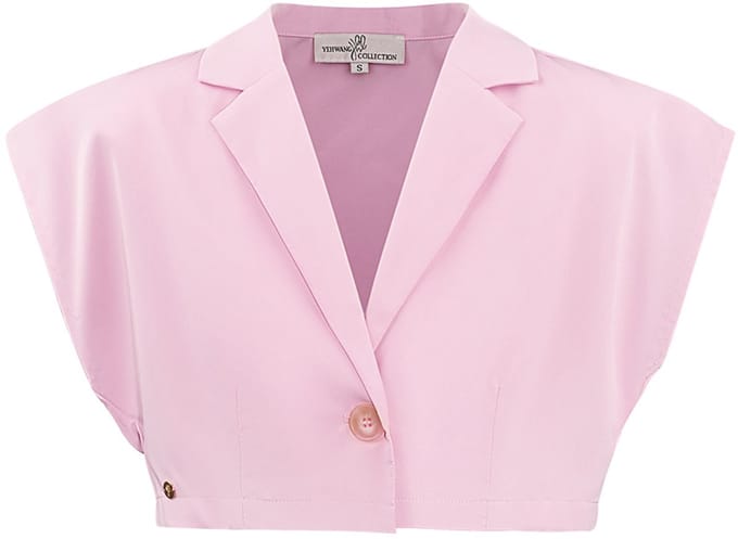 Geraffineerde Mouwloze Top in Elegante Jasstijl - Roze - Maat M