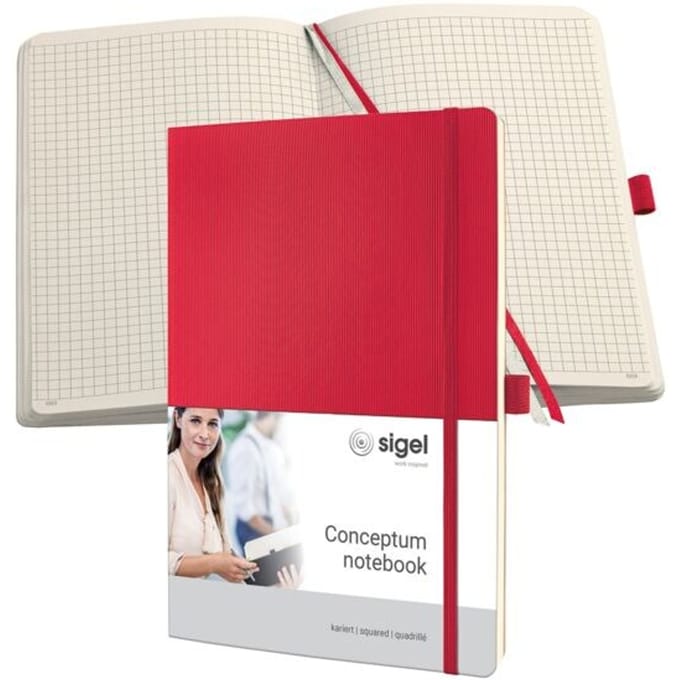 Sigel notitieboek Conceptum Pure A4 softcover rood 194 pagina's 80 grams geruit