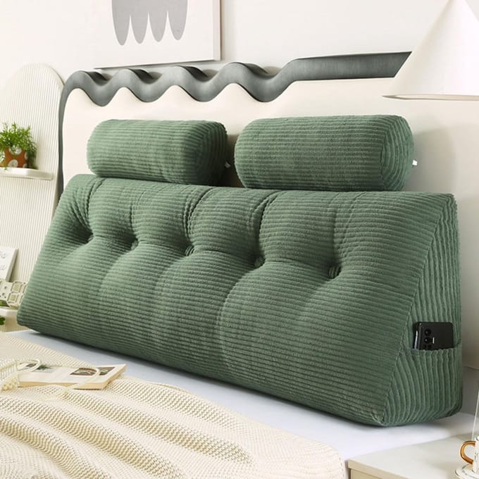 Hoofdbord Wigkussen - Leeskussen Bed - Ontspannen Zitten - Verstelbare Vulling - 100cm - Groen