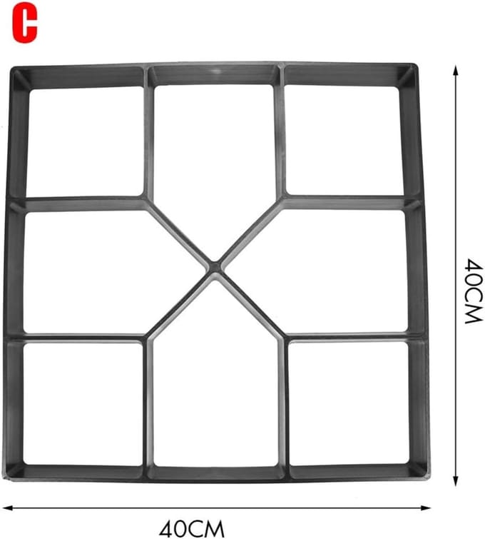Betonmal Tuin - Pad Maker - DIY Decoratie - Herbruikbaar Plastic - 40x40CM - Zwart