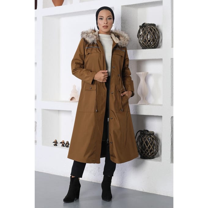 Stripe Detailed Jas Beige-bruin
