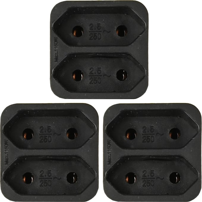 Benson Stopcontact splitter - 3x - duo - zwart - voor 2 platte stekkers - verdeelstekkers