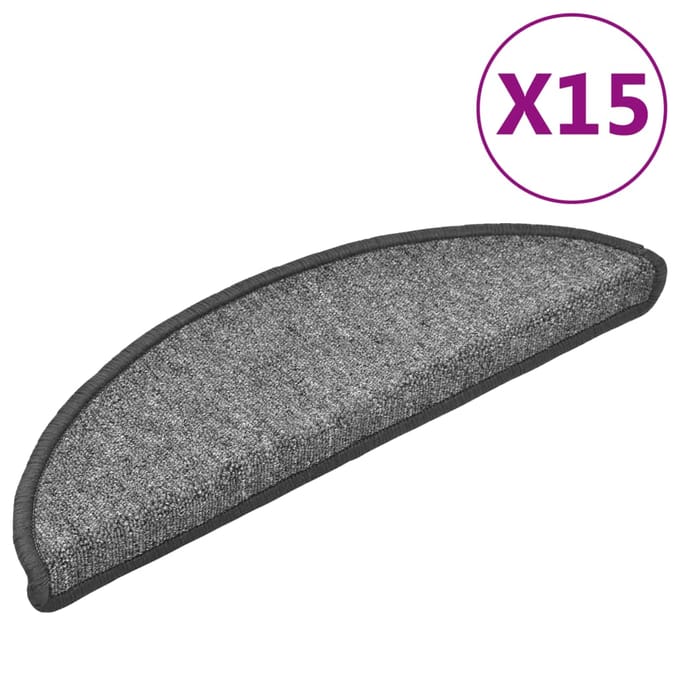 vidaXL - Trapmatten - 15 - st - 56x17x3 - cm - donkergrijs - halfrond