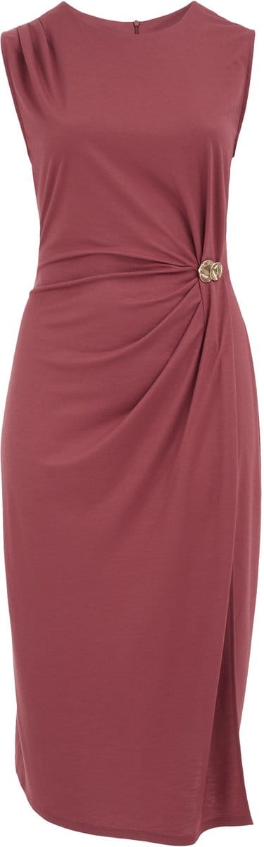WE Fashion Dames midi jersey jurk met gouden accenten - Curve