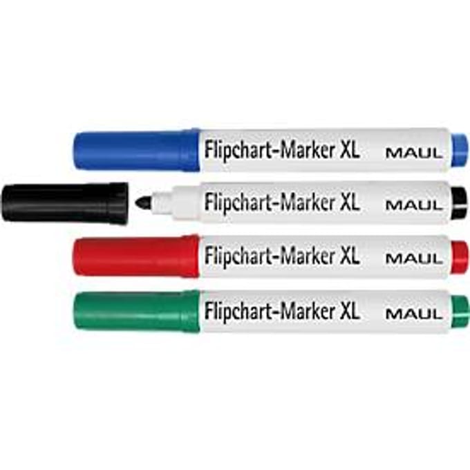 MAUL flipchartmarker XL, diverse kleuren, 4 stuks