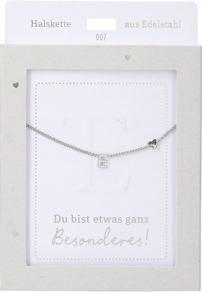 Depesche ketting zilver letter E hartje cadeau sieraden.