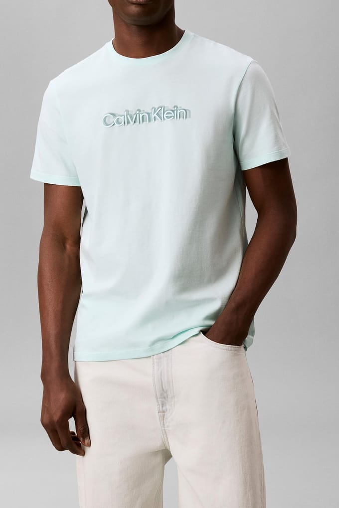 Calvin Klein Ss 30s Puff Graphic Tee Glacier Mist Taglia: M | Magliette basic Outlet | Uomo