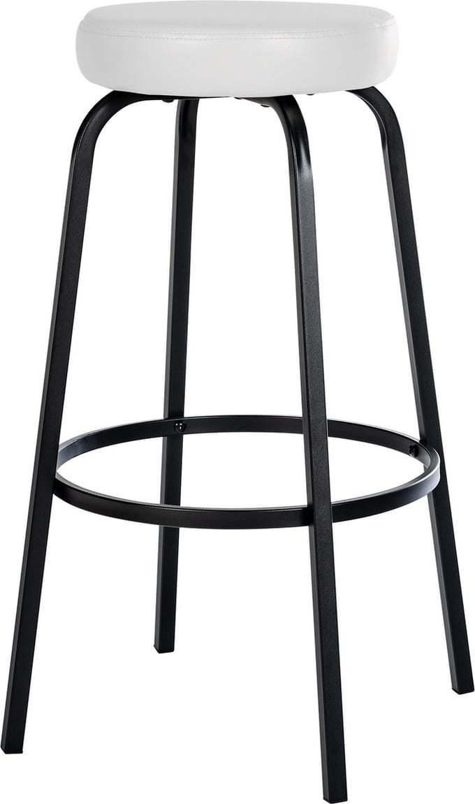 CLP Kamari Barkruk - met metalen frame - met voetsteun - mat zwart/wit