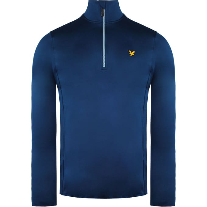 Lyle & Scott Long Sleeve Quarter Zip Blue Technische golftussenlaag voor heren ML1241G Z780