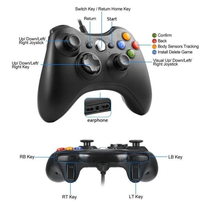 Manette - Xbox - Xbox 360 - Design Ergonomique - Double Vibration - USB